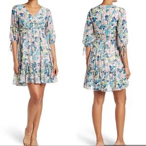 Taylor Floral Midi Dress - Blue, Pink, Green